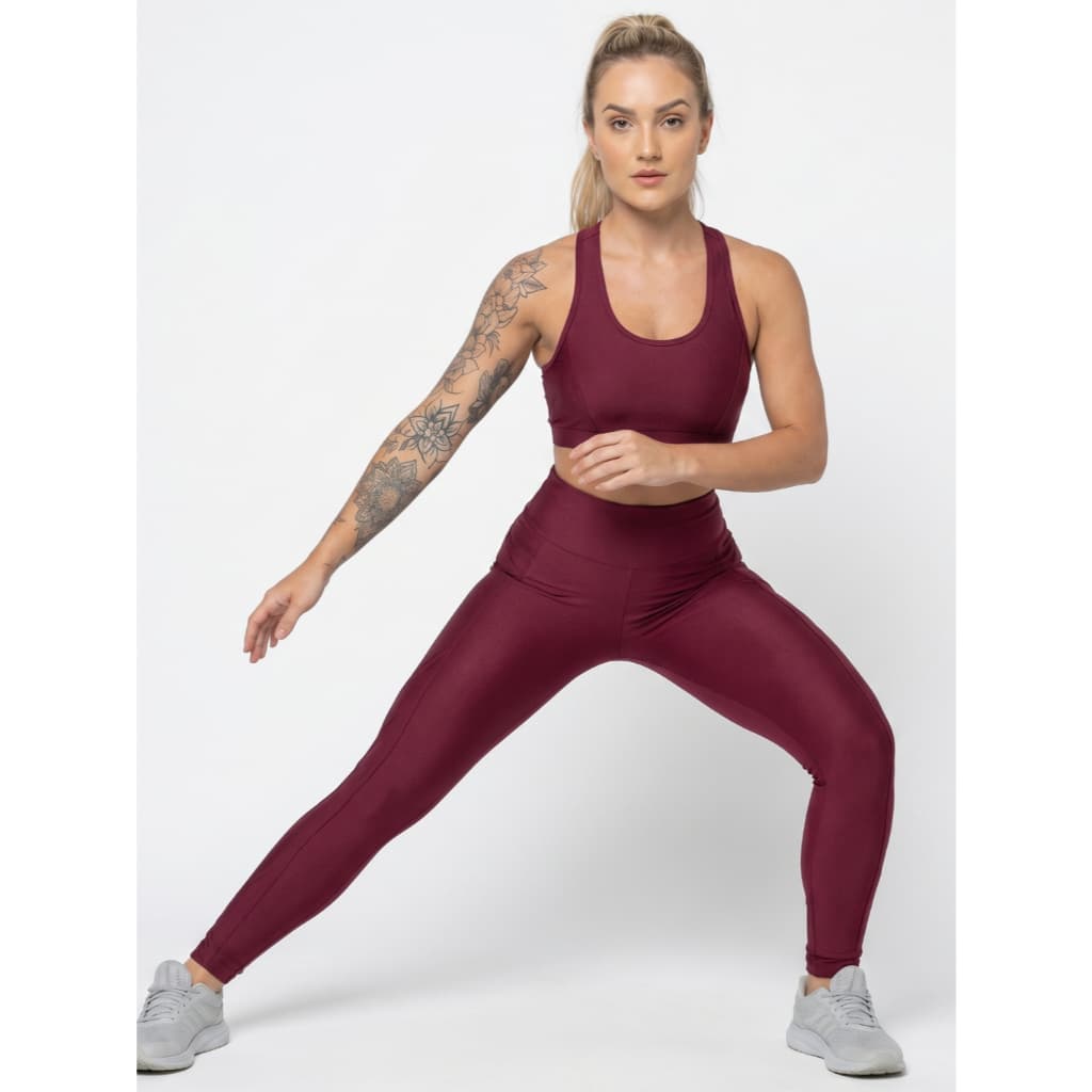 Conjunto Feminino   legging Cropped  Academia Fitness Feminino Treino  Tecido Poliamida não Marca