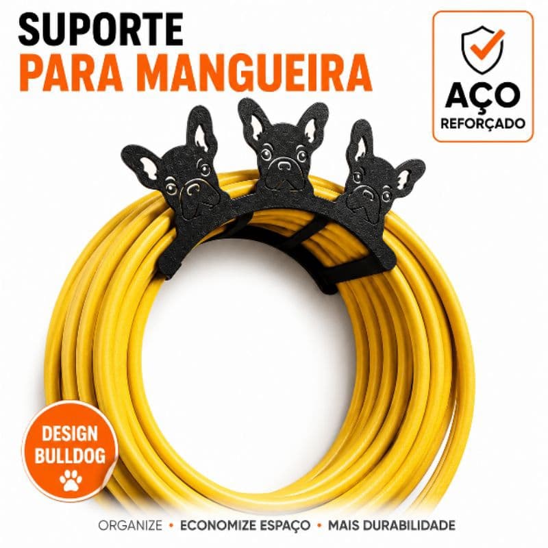 Suporte Porta Mangueira de Jardim em Aço Reforçado Organizador para Parede Quintal Piscina Área Externa