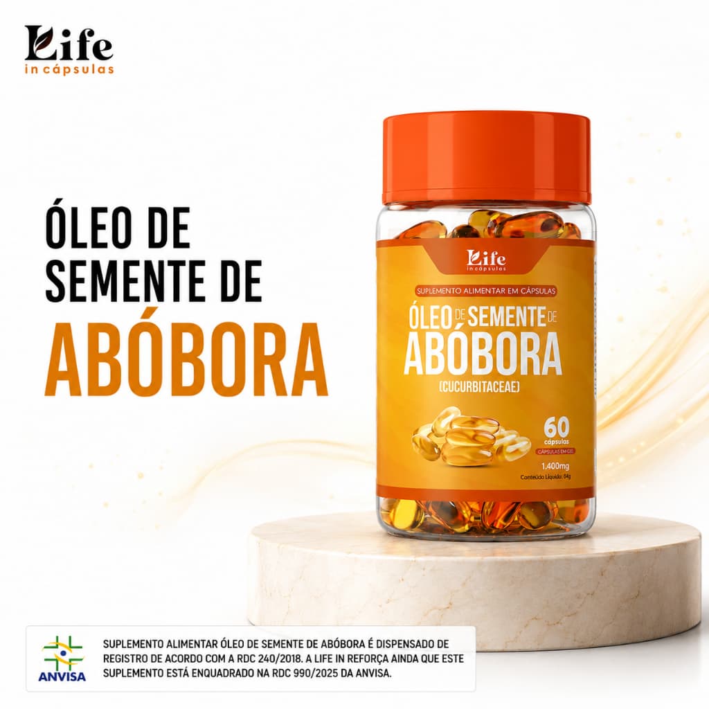 Óleo De Semente de Abóbora Life In 1000mg Nutrição Completa 60 Caps - Praticidade e Bem Estar