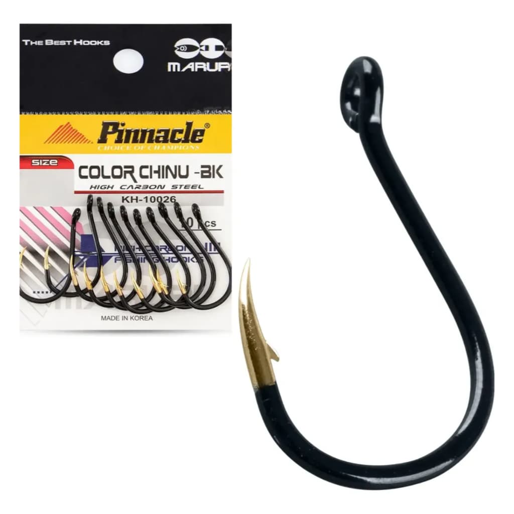 Anzol De Pesca Pinnacle Chinu Preto Com Dourado 10 Peças