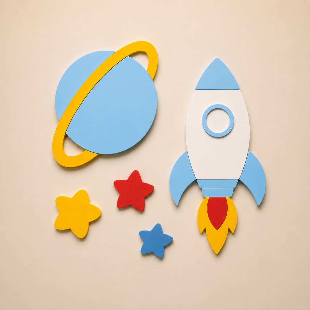 Kit decoração de Parede Quarto Infantil Astronauta Foguete e Estrela