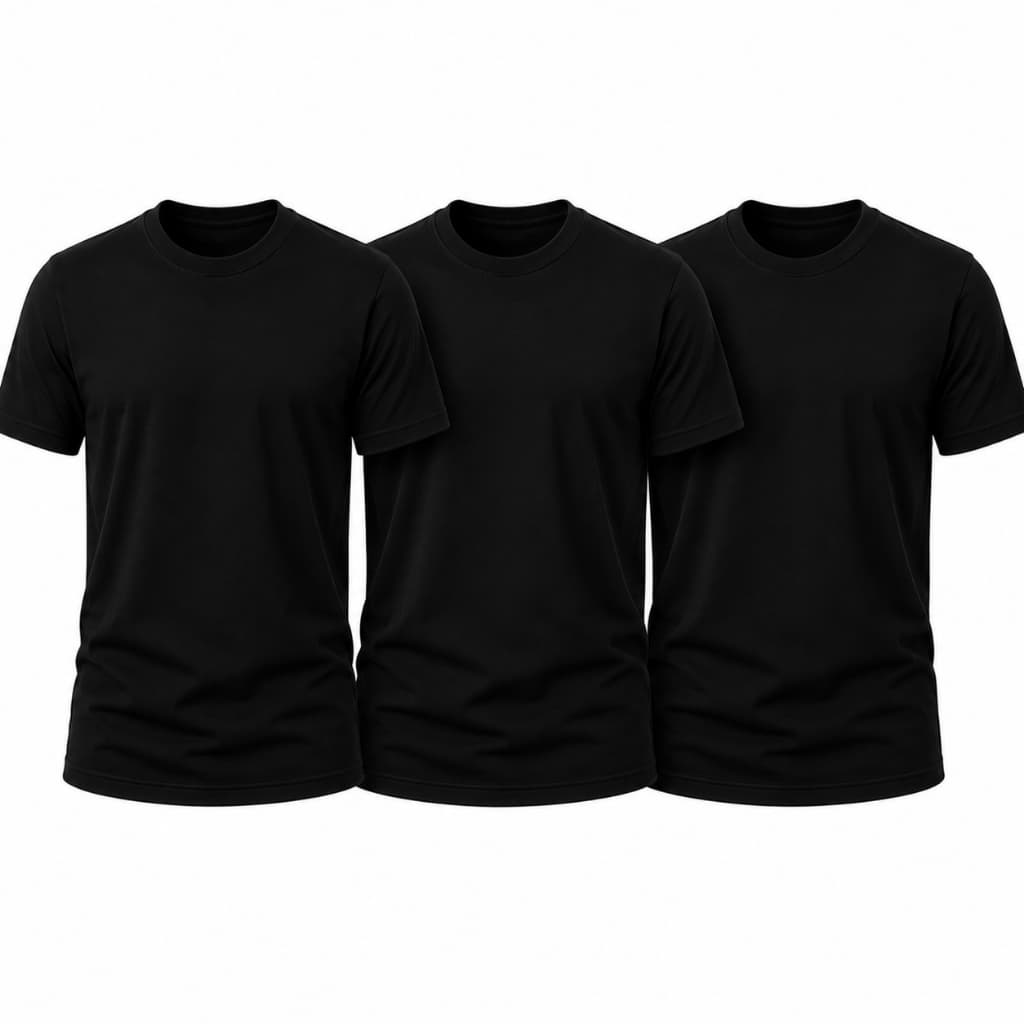 Kit 3 Camisetas Basica Preto Algodão Premium Lisas Gola Redonda Regular