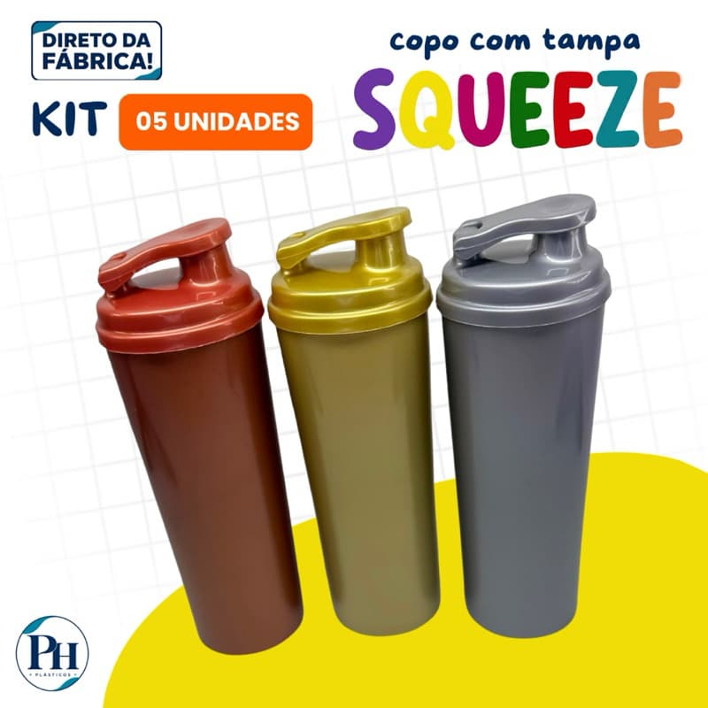 KIT 05 COPOS LONG DRINK 330ML COM TAMPA SQUEEZE | FESTAS, EVENTOS E LEMBRANCINHAS