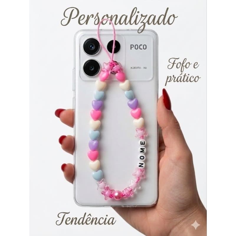 Strap de Celular Personalizado com Nome | Cordão Anti Queda Ajustável | Alça Estilosa Universal