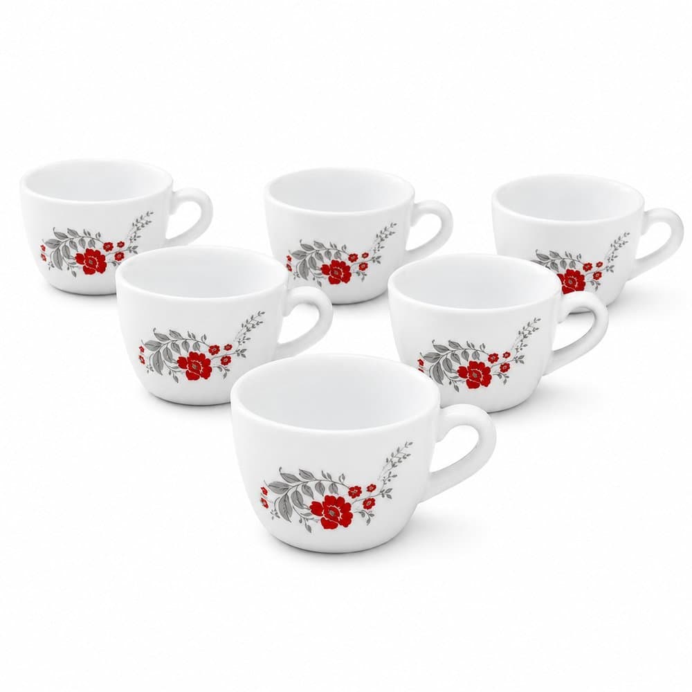 Conjunto 6 Xícaras 130ml 100% Vidro Opalware - Branca