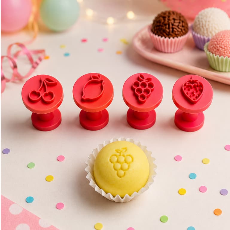 Carimbo para Brigadeiro e Doces - Frutas  - Kit com 4 unidades