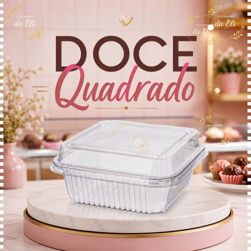 Doce Quadrado Com Tampa Articulada  Ideal para Brigadeiros Mousses Bolos e Brownie