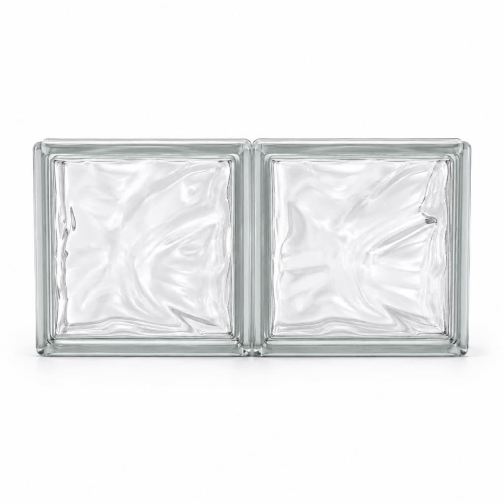 Kit 02 Bloco Tijolo Vidro 19x19x8 Transparente