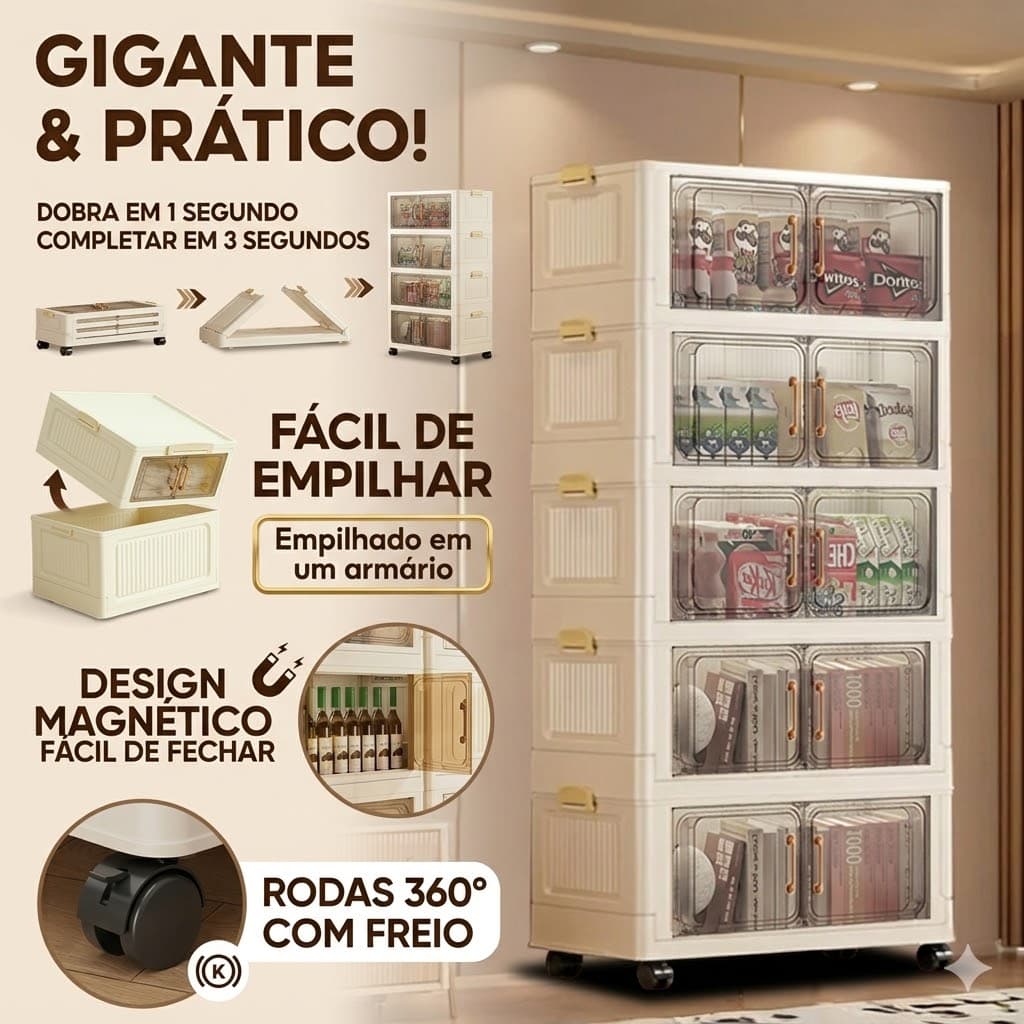 🔥Caixa Organizadora armário organizador multiuso Empilhavel com Porta organizador guarda roupa empilhavel 40/50/60cm