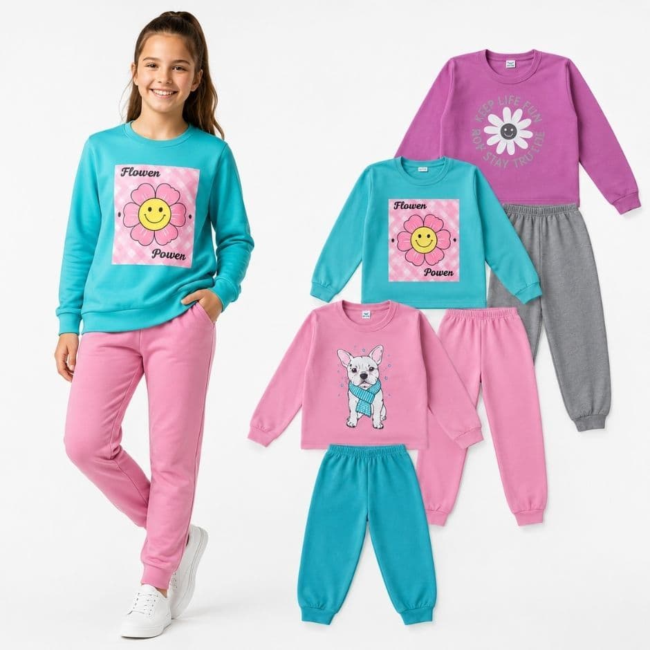 Conjunto Moletom Feminino Moletom Inverno Juvenil Roupa Menina Inverno Tamanho 1 Ao 14 Anos