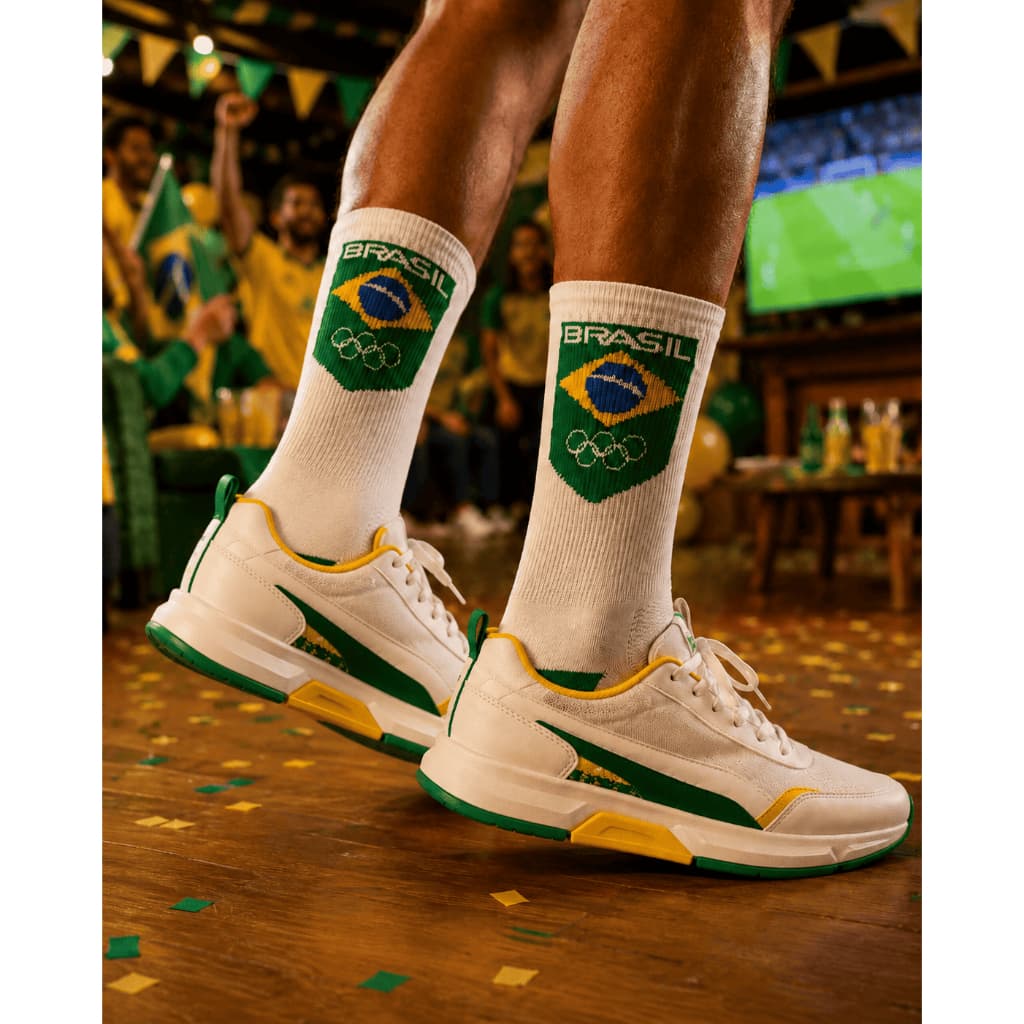 Meia Poliamida Brasil Bandeira Torcida Copa Do Mundo Respirável Anti Odor