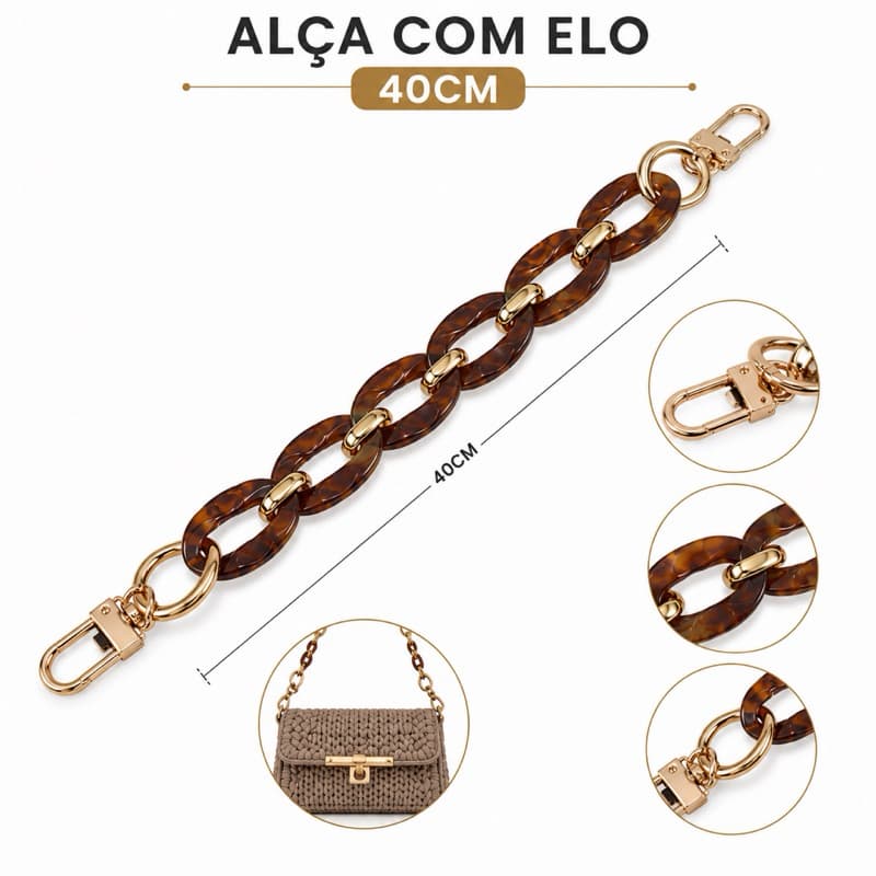 Alça para bolsa com Elo Oval - 40CM