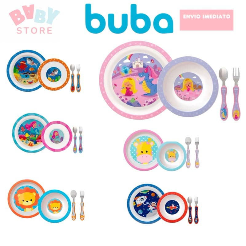 KIT PRATO + TIGELA BOWL + TALHER PRATINHO INTRODUÇÃO ALIMENTAR BUBA