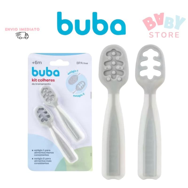 Colher de Treinamento 2 Estágios Auto Alimentação e Introdução Alimentar Para Bebês Buba