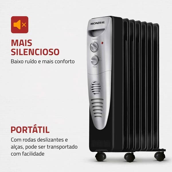 Aquecedor Mondial Familia 1500W Aquecimento a Óleo Economico