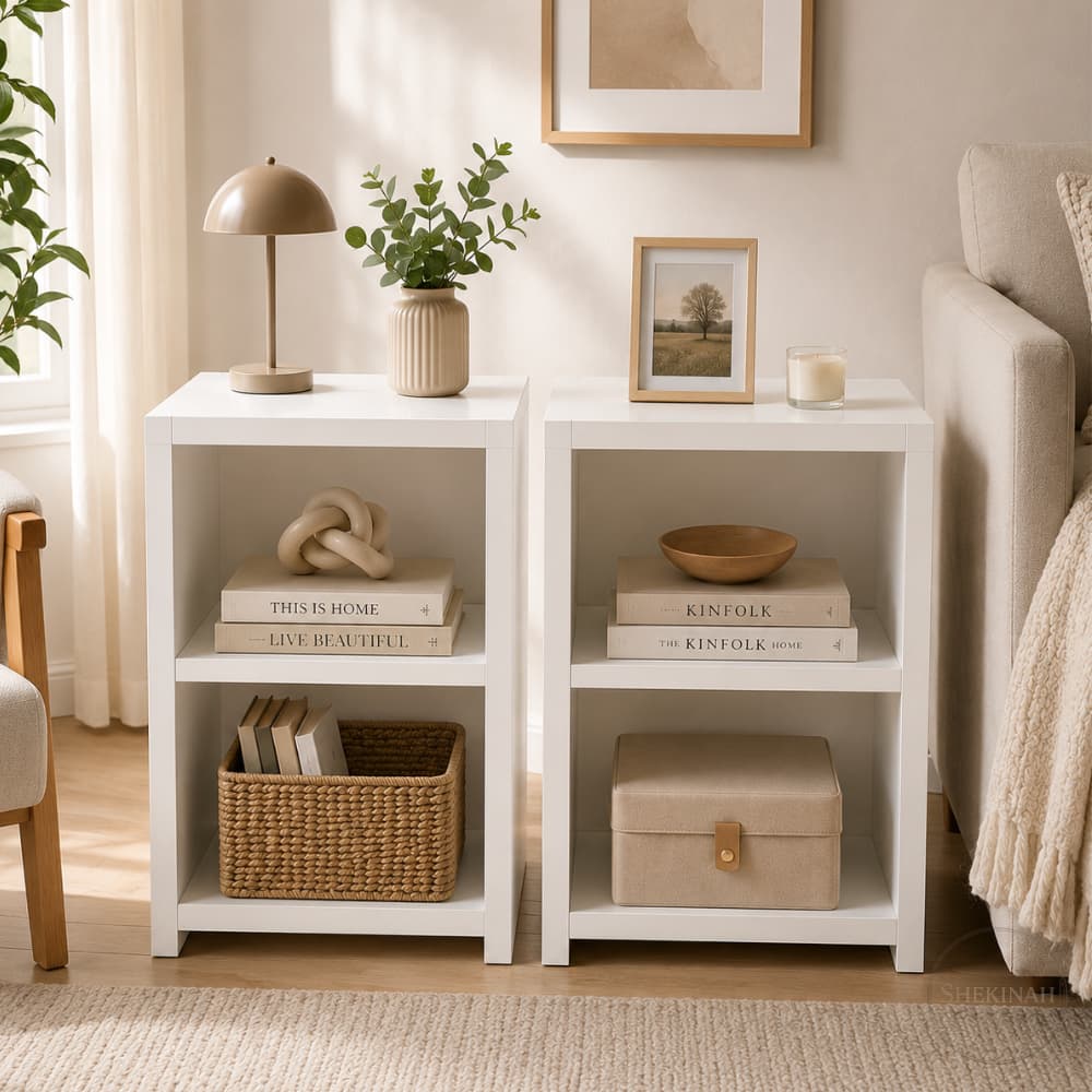 KIT 2 Mesa de Cabeceira Nicho Para Quarto Aparador Multiuso MDP/MDF