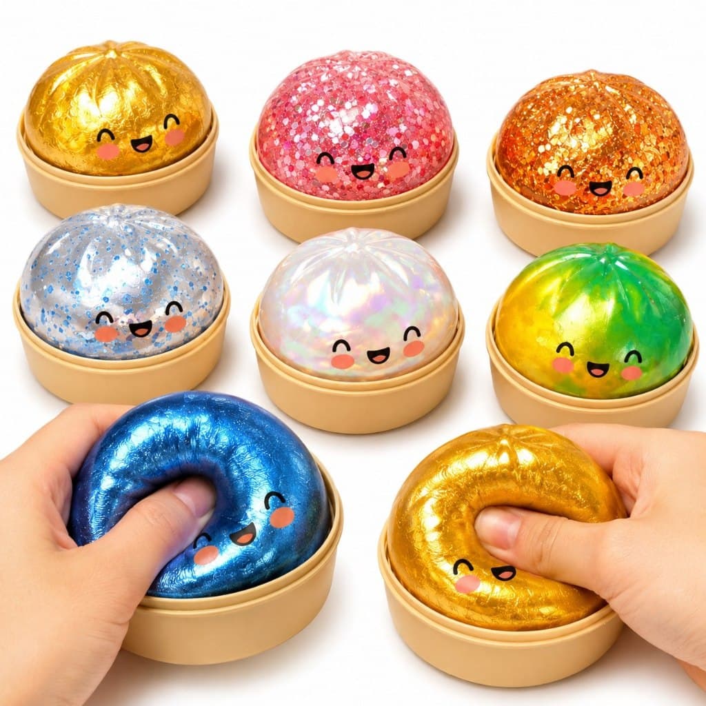 Taba Squishy Dumplings De Glitter Brilhante Cor Surpresa Caixinha Tik Tok Envio Rápido