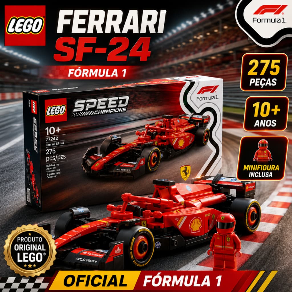 LEGO Speed Champions Ferrari SF-24 Fórmula 1 77242 275 Peças Com Minifigura Original LEGO 10+ Anos