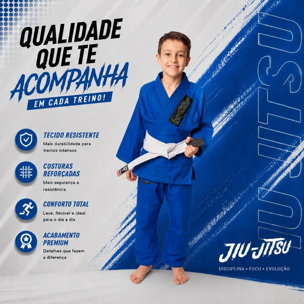 Kimono de Jiu Jitsu Infantil Azul kids Refoçado Judô Dobok Treino ENVIO JÁ!