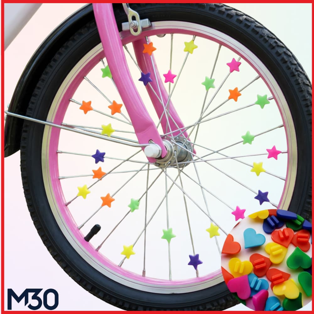 Kit 36 Peças Decoração Raio Bicicleta Infantil Refletor Fluorescente - Brilha No Escuro e Segurança