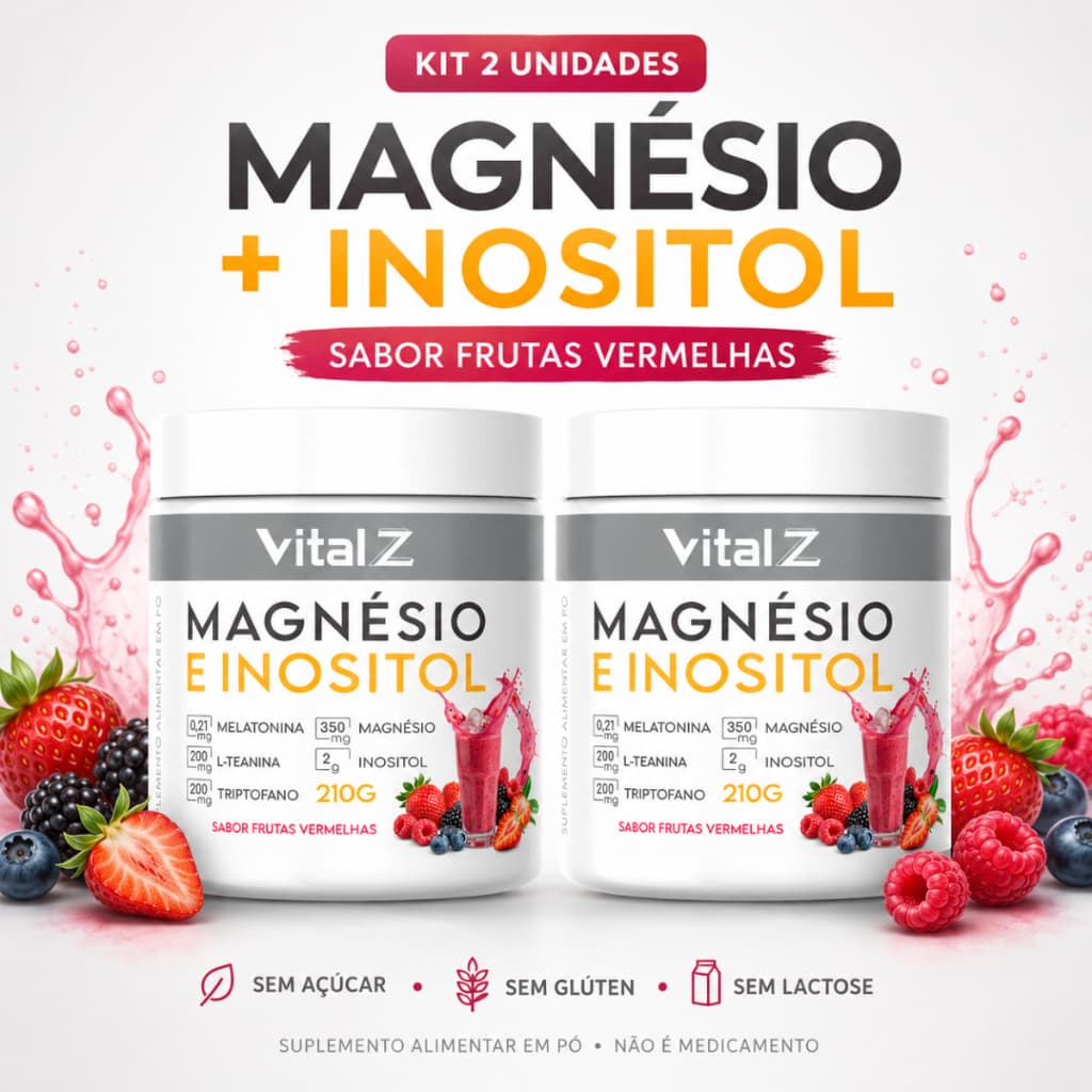 Kit 2 Magnésio Inositol Melatonina - Frutas Vermelhas