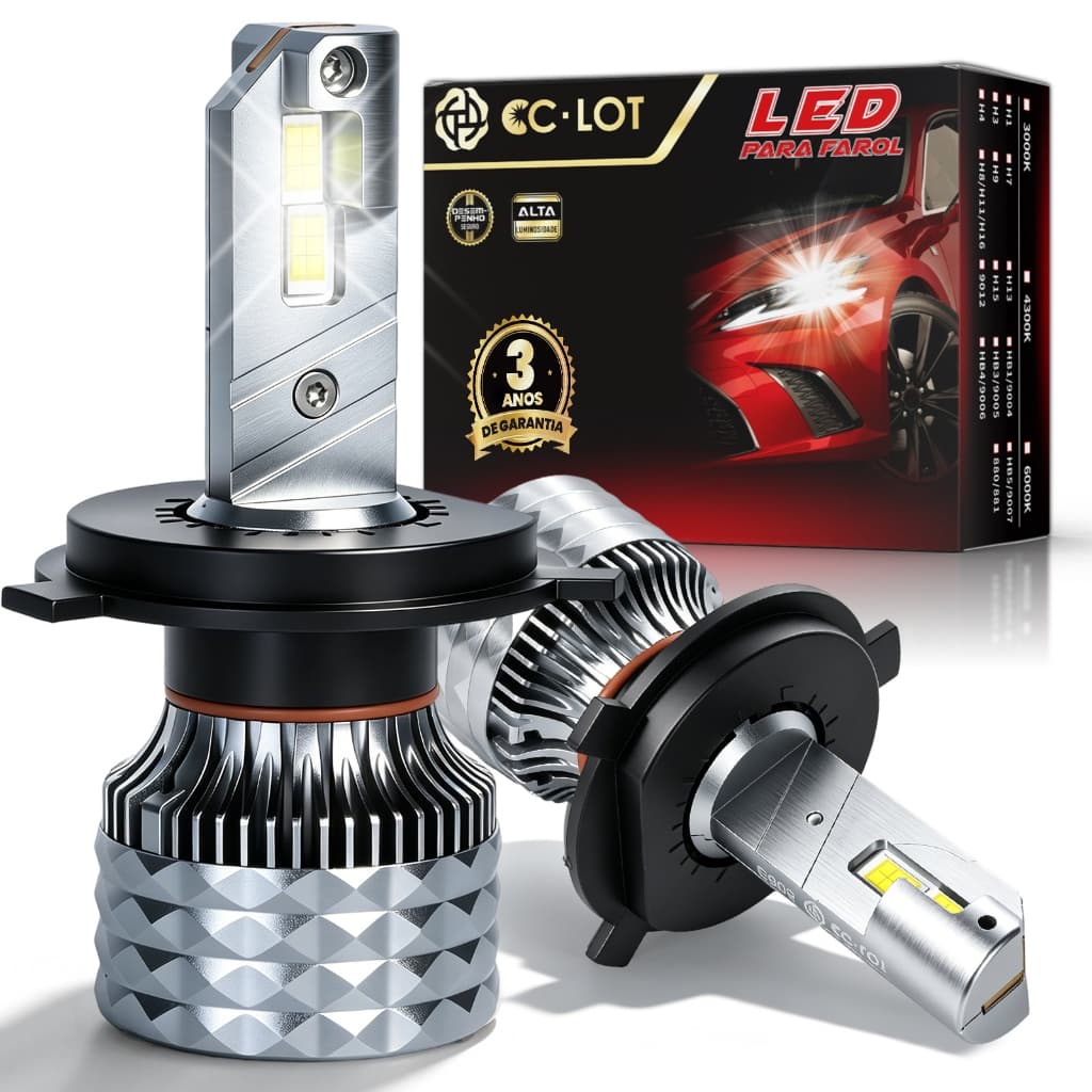Par Lâmpadas Supe Led H4 H1 H7 H11 Farol Para Carro 200w 40000lm Alto Brilho Fácil Instalação