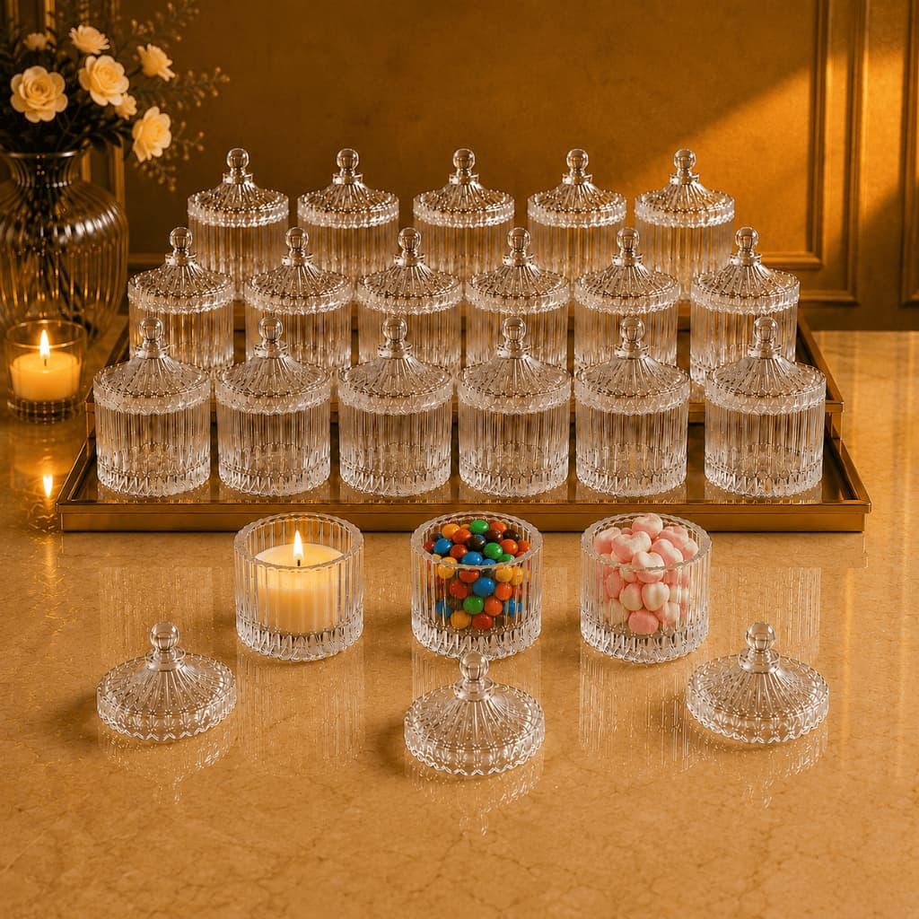 Kit 15 20 Potiche Vidro Bomboniere Decoração Lembrancinha Eventos Casamento Aniversário Batizado Chá de Bebê Buffet
