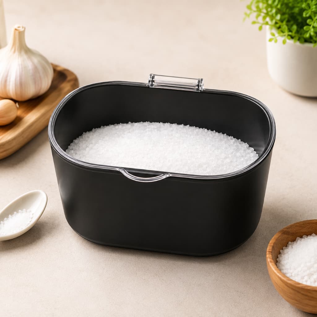 Saleiro de cozinha porta condimentos de acrílico com tampa