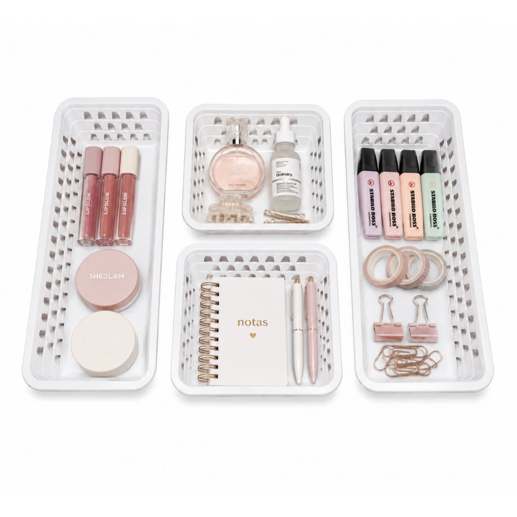 Kit 4 Cestos organizadores Plastico Quarto Armario Maquiagem Casa Multiuso