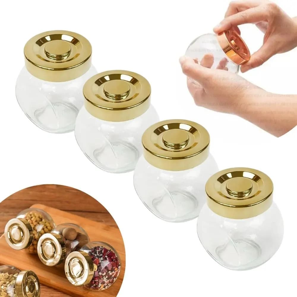 Potes de Vidros 180ml para Temperos e Porta Condimentos - Dourado - Prata - Coloridos