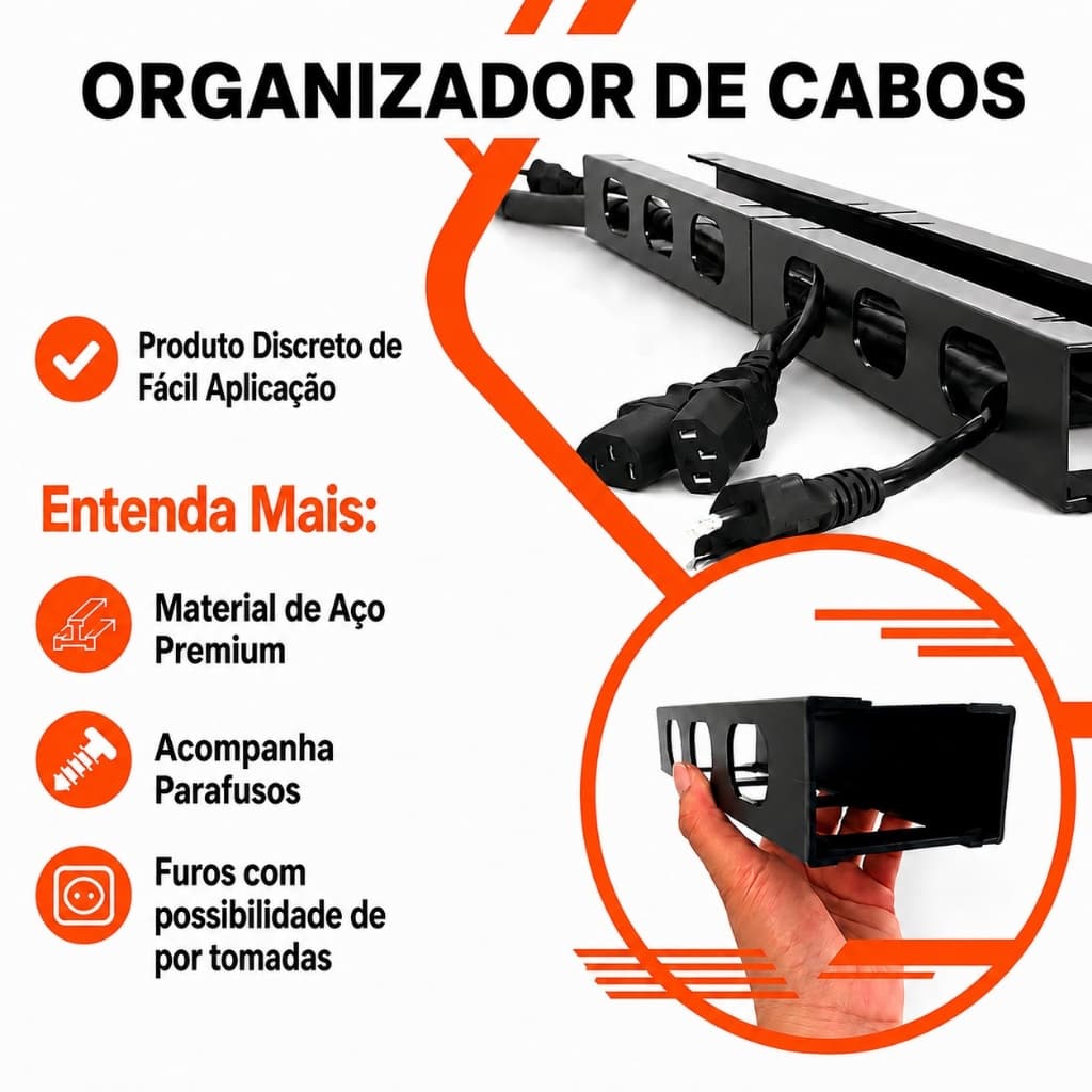 Organizador De Cabos Estrutura Resistente Compacto Fácil Instalação Funcional Discreto Durável