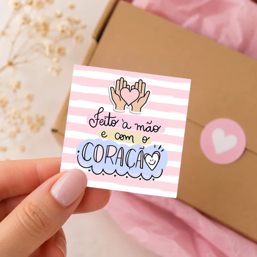 100 Tags Agradecimento ao cliente / Mini cartão para loja, empresa, mimo, pedido 5x5cm R:A08