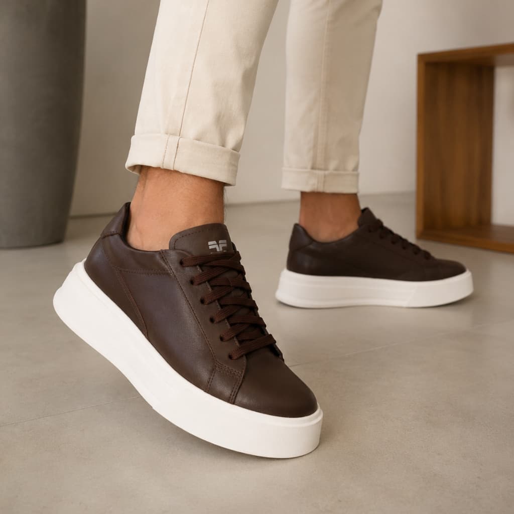 Tênis De Couro Legitimo Masculino Para Festa Passeio Sapato Casual Moderno Premium
