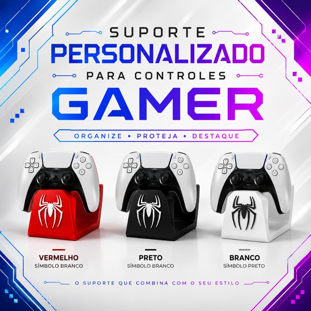 Suporte para Controle Modelo Spinderman I Organizador de Controle 3D