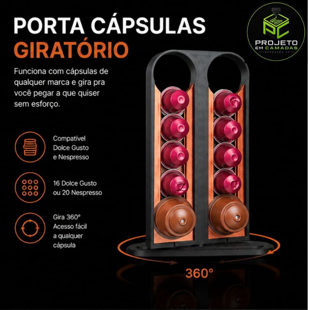 Porta Cápsulas Giratório Dolce Gusto e Nespresso Organizador Café Suporte 3D