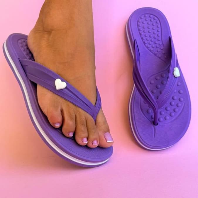 Sandalia Chinelo Feminina Ortopedica Antiderrapante Coração ideal para o dia a  dia Moda Verão Praia Mar