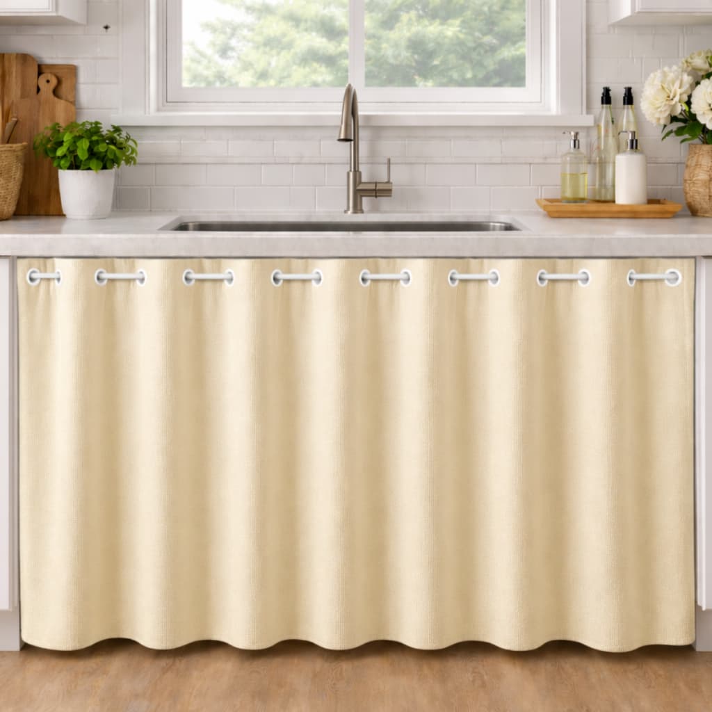 Cortina para Pia e Janela de Cozinha Decorativa 2,20x0,90 Microfibra com Ilhós