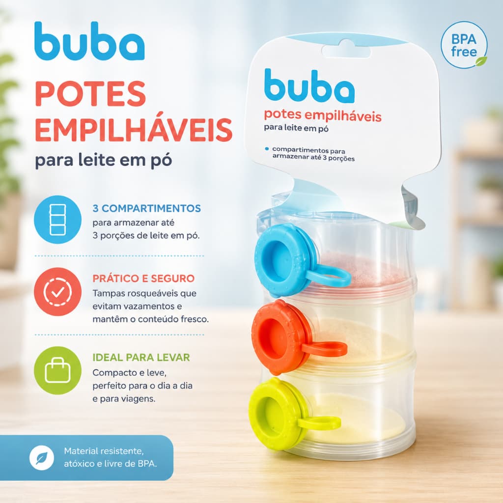 Potes Empilháveis para Leite em Pó Buba