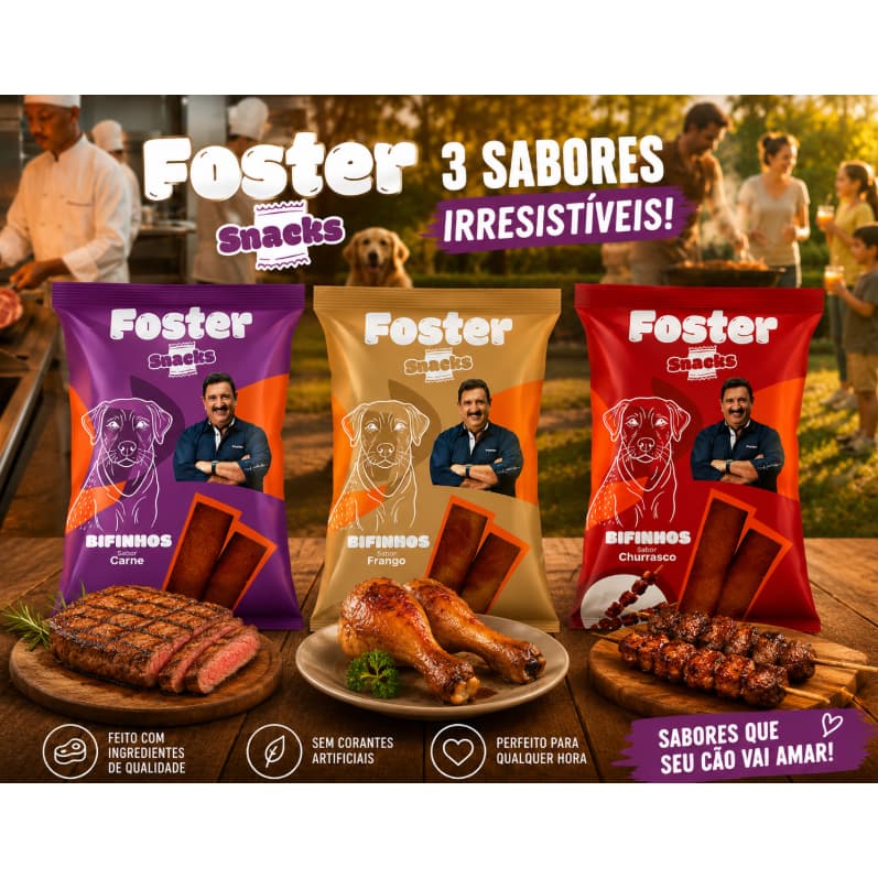 Petisco para Cachorro Foster Snacks Bifinhos 65g Sabores Variados