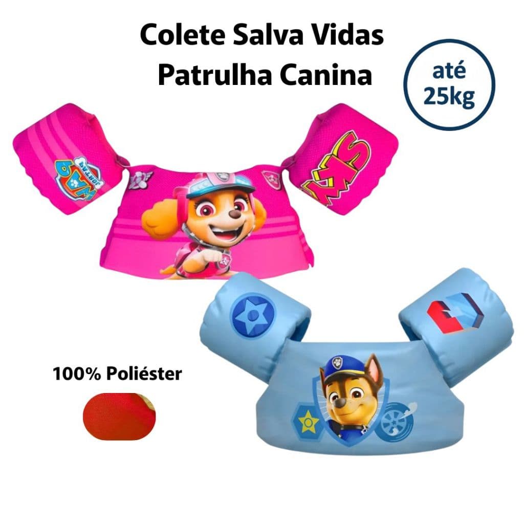 Boia Infantil Patrulha Canina Skye Colete Flutuador Piscina Criança com Braço Segurança Aprender a Nadar Verão