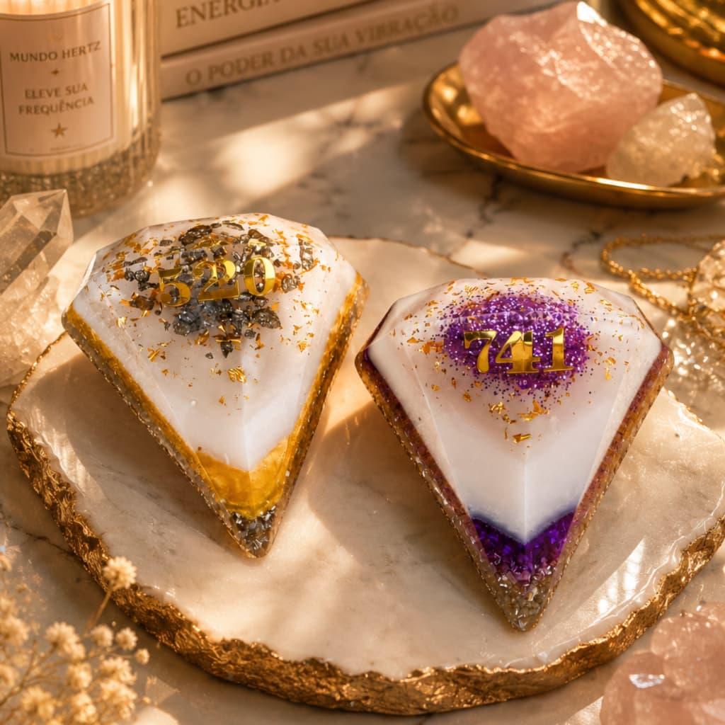 Orgonite Mini Diamante Grabovoi 520 741 Arquétipo Artesanal Reiki Energizado Decoração Enfeite Escritório