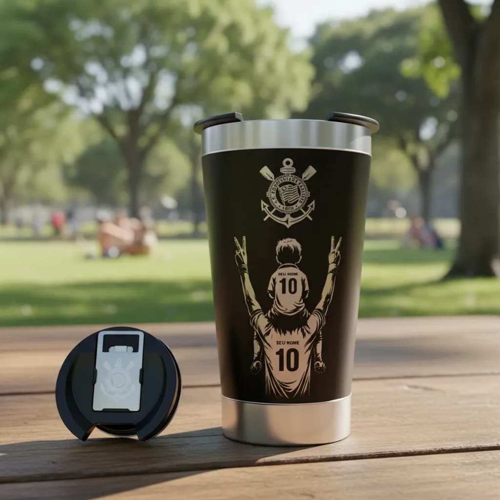 Copo Termico Pai E Filho Timão Personalizado Com Nome Presente