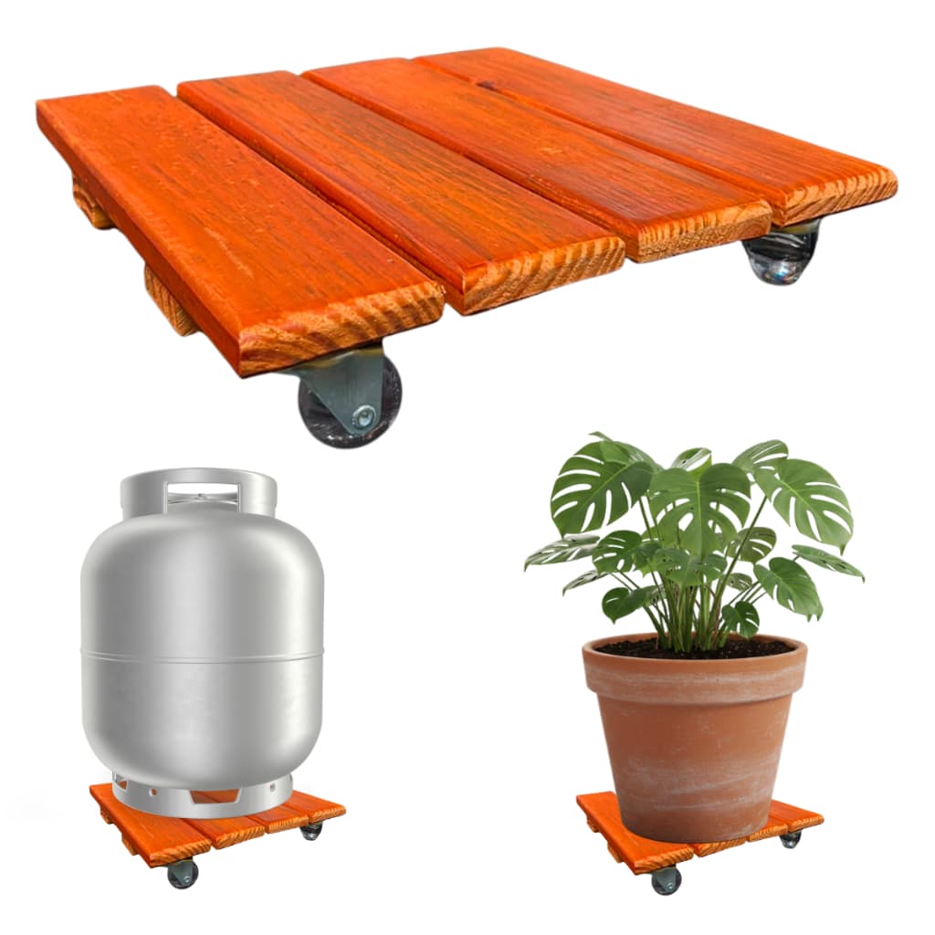 Suporte Para Vaso Chão Planta Madeira Rodinha Gel Silicone 30cm