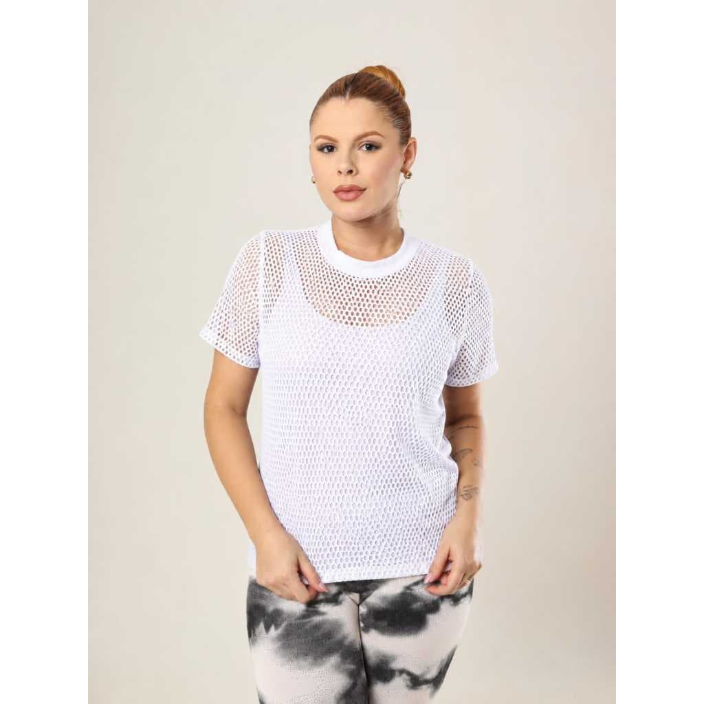 Blusa Feminina de Tela Arrastão Roupa de Academia Fitness Camiseta Feminina