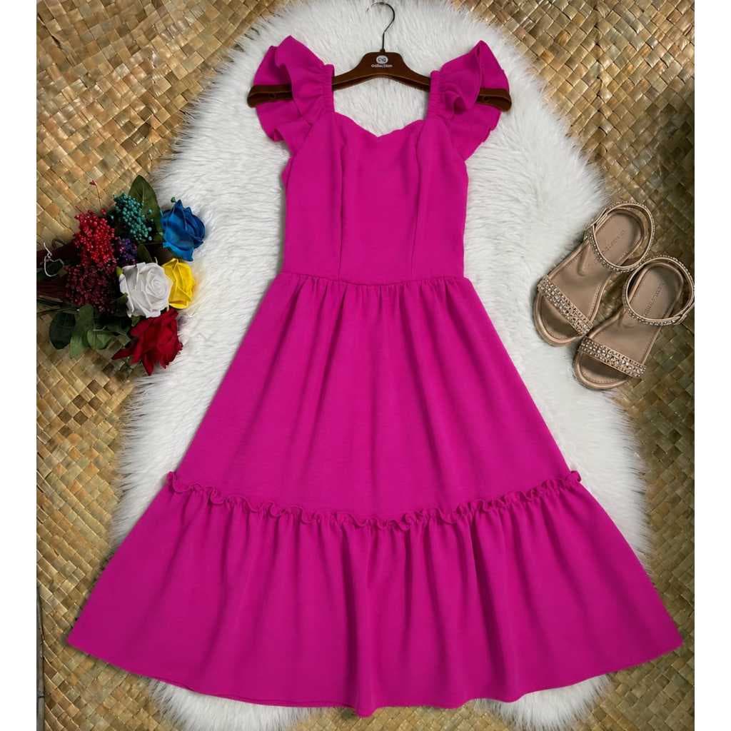 Vestido Juvenil Midi Feminino com Alça Elástica