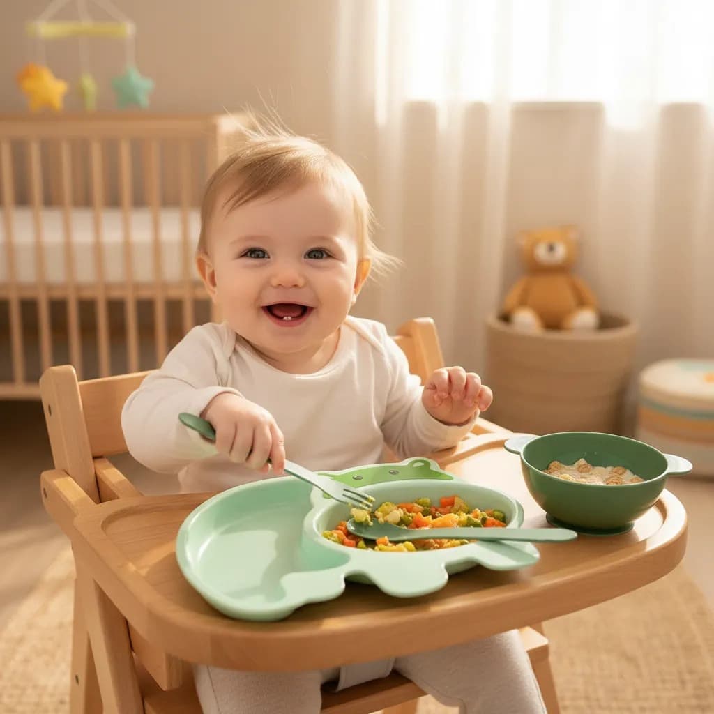 Kit Papinha Infantil Hipopotamo Prato Colher Garfo Tigela