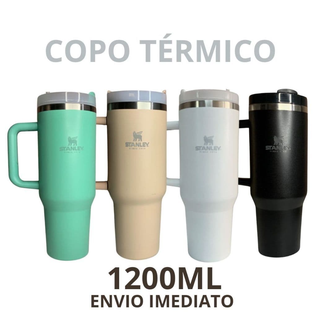 Copo Térmico 1200ml Caneca Com Alça e Tampa Isolamento Inox  Garrafa Grande