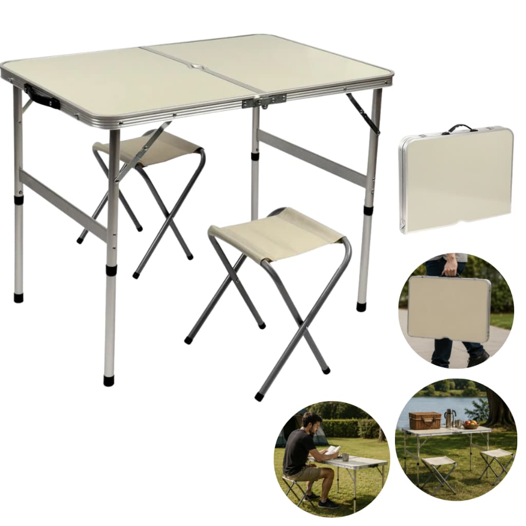 Mesa Dobrável Trail Kala Com 2 Banquetas Portátil Camping Praia Pesca