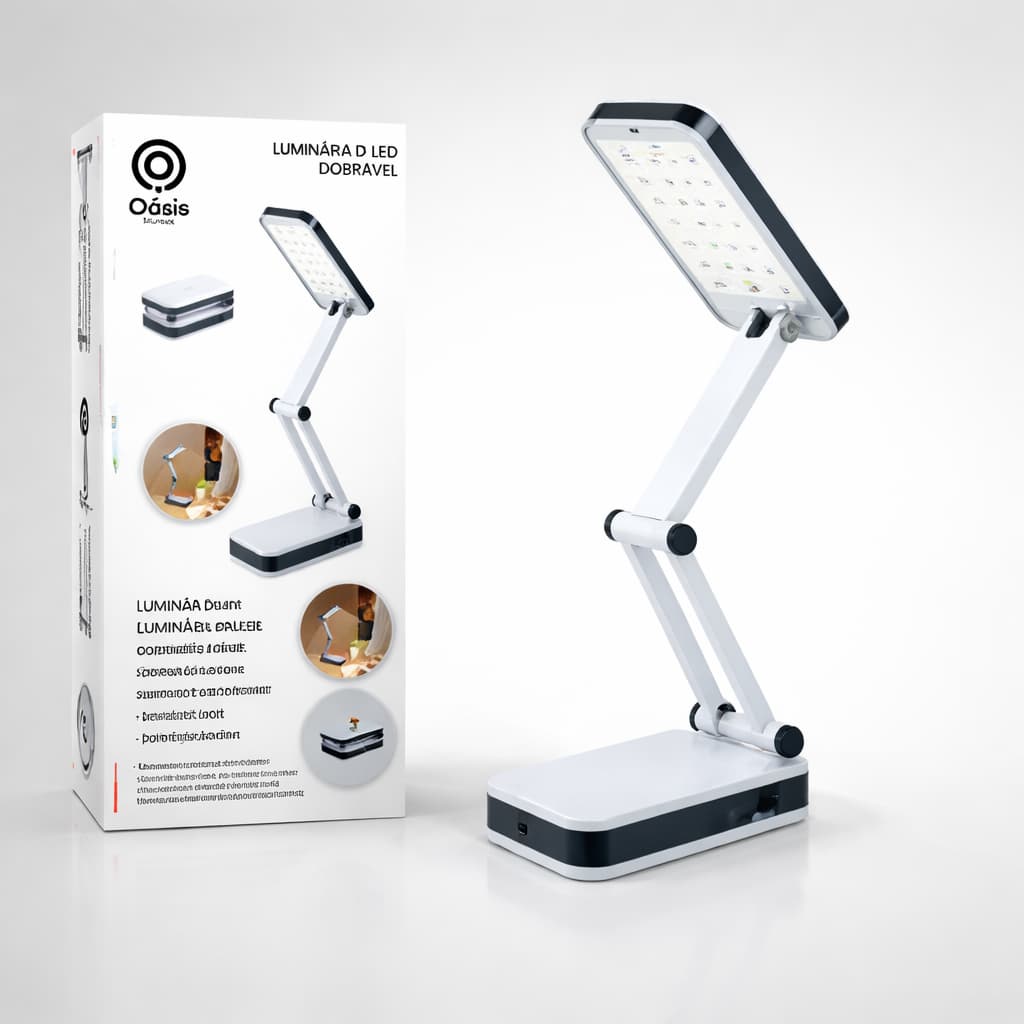 Luminária Mesa Led Recarregável Dobravel Escritório Estudo Premium