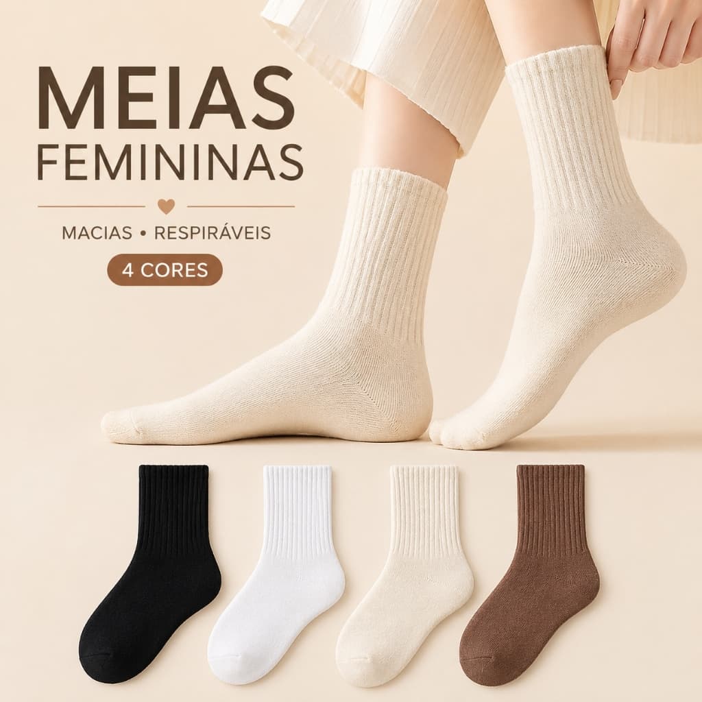 Kit 6 Pares Meia Feminina Canelada Antiodor E Antipeeling